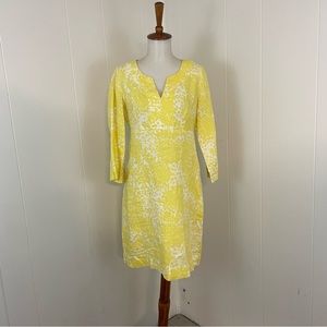 Boden 100% Linen Notch Crew Neck 3/4‎ Sleeve Shift Dress